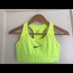 Nike sports bra. Neon line green. Size: Small